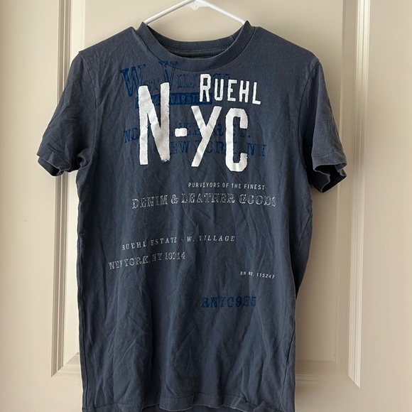 RARE! Vintage! MENS RUEHL No. 925 graphic blue crew t-shirt short sleeves size S - Picture 1 of 10